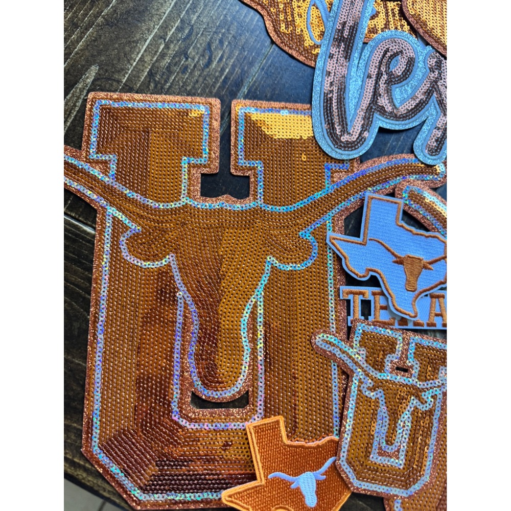 Texas Longhorns Burnt Orange Sequin Patch Large Iridescent U Logo Applique 8in